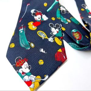 MICKEY MOUSE Disney GOLF TENNIS Sports Silk TIE golfing‎